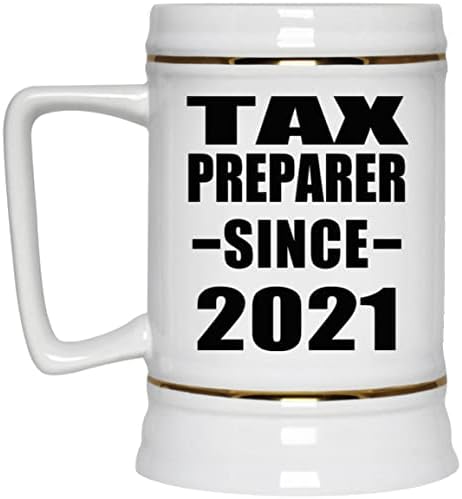 Projeta o preparador de impostos desde 2021, caneca de 22 onças de caneca de caneca de cerâmica com alça para freezer,