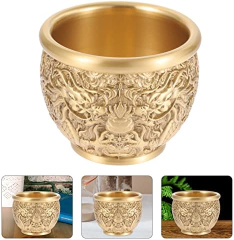 Homsfou Treasure Bowl Brass Brass Dragão Golden Feng Shui Bacia