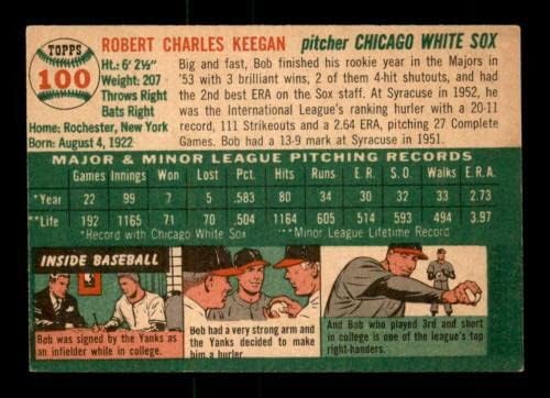 #100 Bob Keegan - 1954 Topps Baseball Cards Classificado Exmt - Baseball Slabbed Autographed Vintage Cards