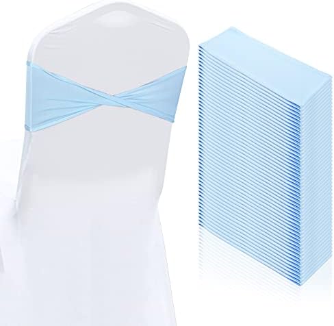 50 PCS Cadeira de cadeira de spandex Cadeira sem fivela do chá de bebê Plain Bow Faça Luz de faixa Luz para cadeira elástica bandas de cadeira laços para banquetes de casamento decoração de eventos de festa de hotel