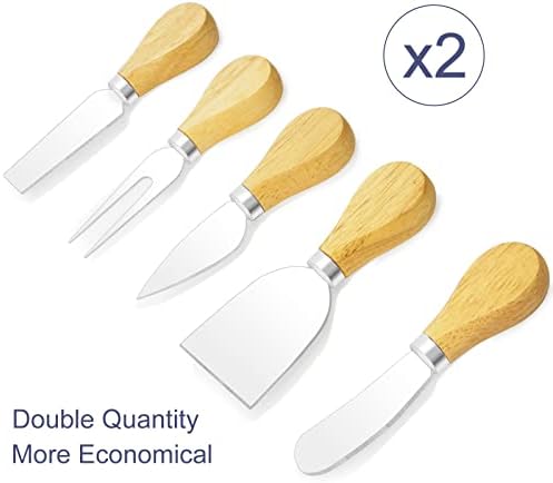Facas de queijo 10pcs, faca de queijo premium conjunto para placa de charcutaria, mini -aço de aço inoxidável faca, espalhador