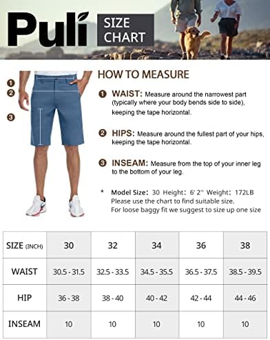 Puli Men Dress Golf Hybrid Shorts Caminhando Luz Quick Dry Casual Casual Chino Short com bolsos