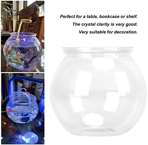 Mini Tanque de Peixes, tigela de peixe clássica de tambor transparente tigela redonda de aquário 360 ° Vista para a peça central