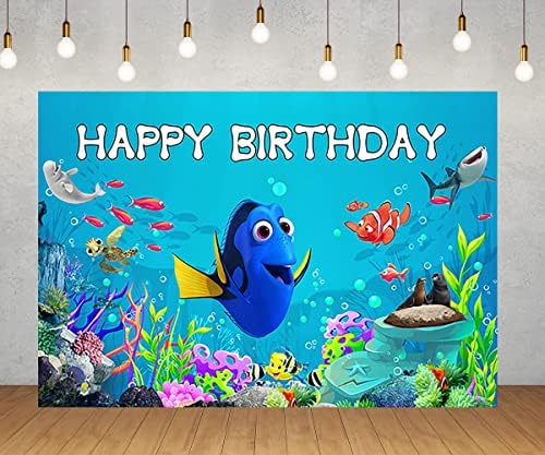 Sob o cenário do mar para decorações de festa de aniversário azul encontrando banner Nemo para suprimentos de festa do chá de bebê 5x3ft