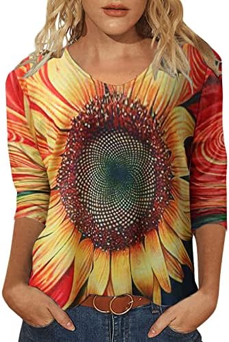 Camisa para mulheres mangas curtas senhoras de verão redondo de pescoço redondo impressão botânica de manga longa