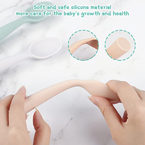 Vicloon 7 Pack Silicone Baby Feeding Spuons, Melhor colheres de bebê para bebês de primeira etapa, utensílios de bebês auto-alimentar