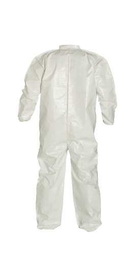 Dupont Tychem 4000 Resistente a produtos químicos descartáveis ​​CoverAll com manguito elástico e costuras gravadas, branco, 3x-grande, 6-pacote