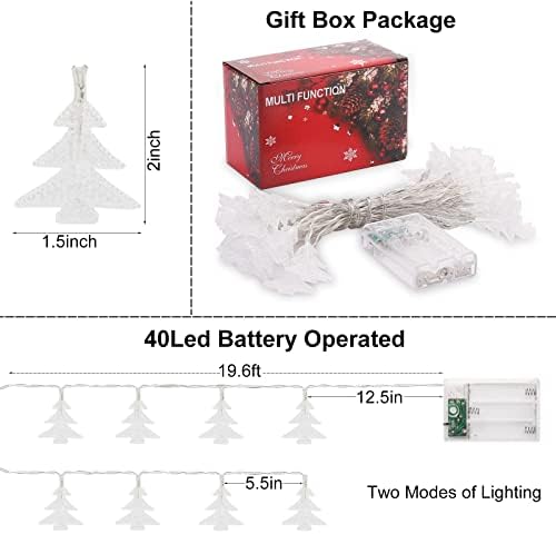 Milexing Luzes de Natal, Decorações de Árvores de Natal 19,6 pés 40 Luzes de fadas LED Bateria de bateria Operada à