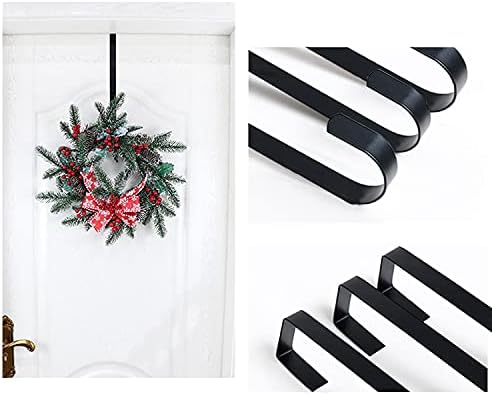 Cabide de grinalda de 4 embalagem para a porta da frente, gancho de metal 15''wreath para o Natal, ganchos de coroa preta para decorações