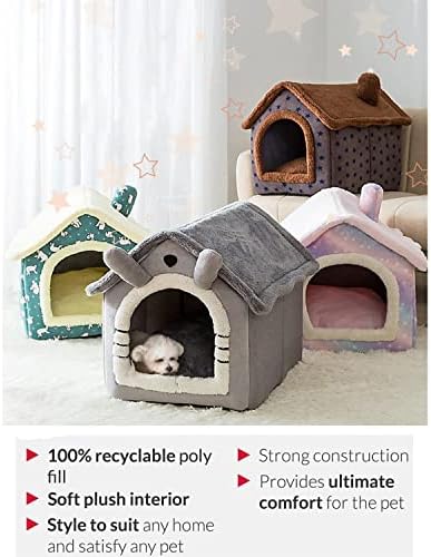 Aquecimento de gato de auto -aquecimento - Casa de gato de animais de estimação de canil com almofada removível 1 para pequeno