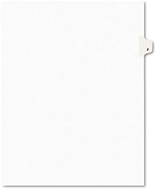 Avery 01406 Divisor da guia lateral da exibição, impresso: f, tamanho da carta, branco, 25/pacote