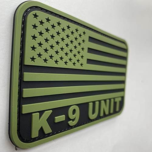 Uuken Big K9 Flag Patch od Green PVC Borracha de borracha 5x3 polegadas do exército Patch Sacos Militares Mochilas Táticas