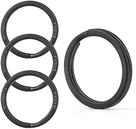Fegve Titanium Key Rings Rings Split 4 pacotes, para organização de chaves de carro em casa, não magnético, jateado