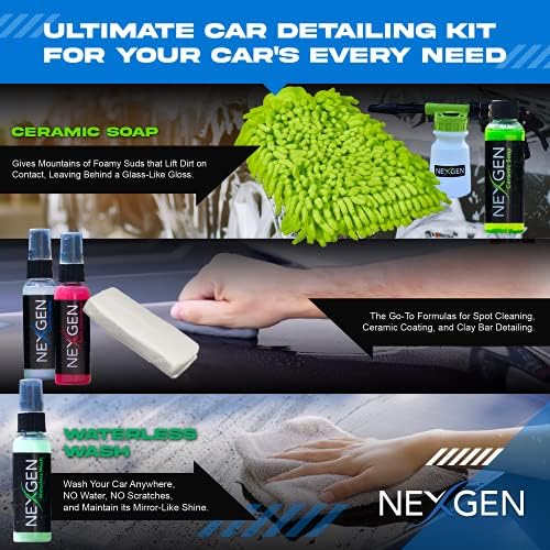 Pacote de amostra de nexgen, luva, pacote de pistolas de bar e espuma - inclui 1 luva de lavagem de microfibra para carro e 1 garrafa
