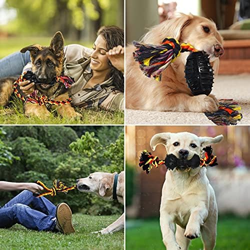 Yipetor Durable Dog Chew Toys 6 pacote, algodão corda de borracha Brinquedo de mastigar, indestrutível, design convexo para cachorros pequenos cães grandes médios, pux