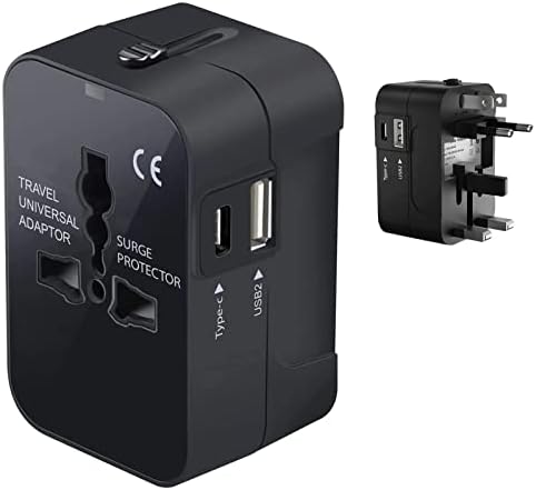 Viagem USB Plus International Power Adapter Compatível com Xiaomi Mi Mix 3 Para energia mundial para 3 dispositivos USB TypeC, USB-A para viajar entre EUA/EU/AUS/NZ/UK/CN