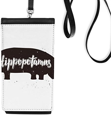 Hippopotamus preto e branco Animal Phone carteira Bolsa móvel pendurada bolso preto bolso preto