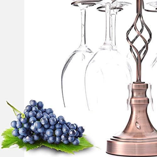 NBSXR -Wine Glass Solder, suporte de xícara rotativo com rolamentos em espiral, decoração de armário de vinho de restaurante, pode conter 6 copos de vinho, usados ​​em restaurantes, cozinhas, adegas, bronze