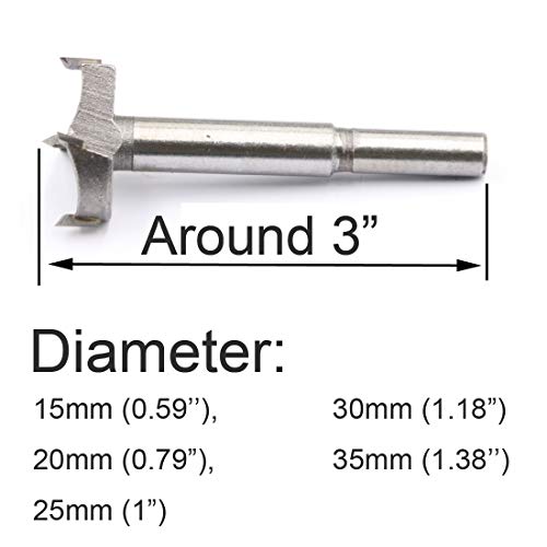 Jiecheng forstner broca bits 15mm, 20 mm, 25 mm, 30 mm, 35 mm 5 pcs, com dobradiça de ponta de carboneto para madeira e