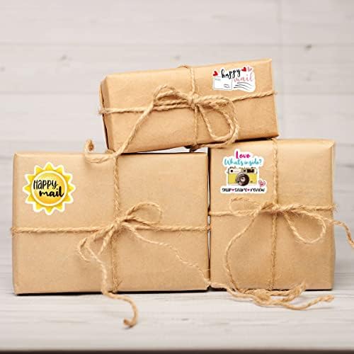 Wailozco Happy Mail Sun Suns, adesivos de obrigado, adesivos feitos à mão, adesivos pequenos, envelopes para pequenas empresas, varejistas on -line, artigos artesanais, 500 rótulos por rolo