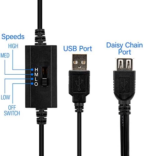 Rosewill ruf-17001 fã USB silencioso de 120 mm com controlador de várias velocidades, pode se conectar até 2 fãs USB em série