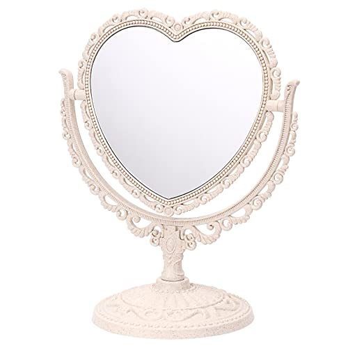 Espelho de maquiagem FRCOLOR, espelho da vaidade da mesa de dupla face de maquiagem de maquiagem com rotação de 360 ​​graus