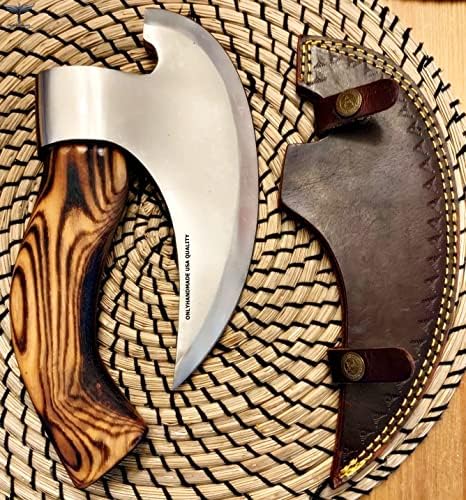 Machado viking, machado de pizza artesanal personalizado com bainha de couro, machado de corte de carne Presentes personalizados, presentes para ele, nos EUA