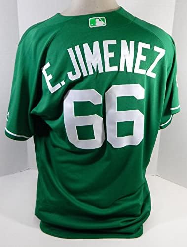 2018 Detroit Tigers Eduardo Jimenez 66 Jogo emitiu Green Jersey St Patricks 4 - Jogo usou camisas MLB