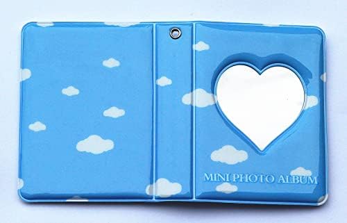 Fulliny Kpop Photocard titular Livro Mini Álbum de Foto, Binder PhotoCard de 3 polegadas, Love Heart Hollow Photocard Id Suport 40 Bolsos, Blue