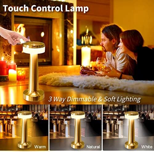 Luminárias de mesa sem fio GZKPL, controle de touch luminária de bateria operada pela cabeceira recarregável portátil