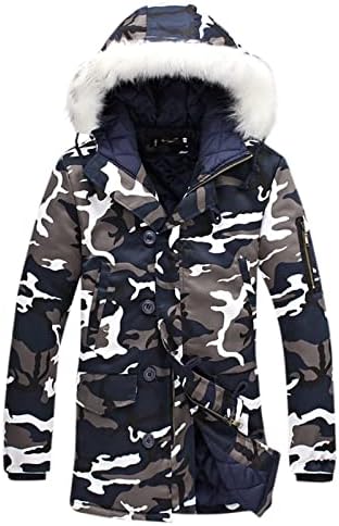 Jackets de inverno Luvlc para homens, casacos de parkas quentes de tamanho quente, com estacas com zíper vintage com zíper