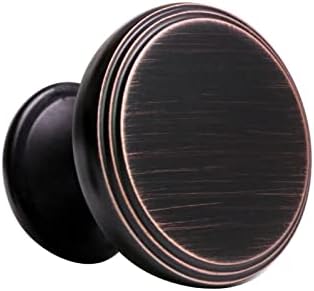 Pacote de 10 botões de armário de bronze esfregado a óleo, botões de bronze de 1-1/5 de óleo para armários e gavetas, botões para armários de cozinha e gavetas de cômoda bronze