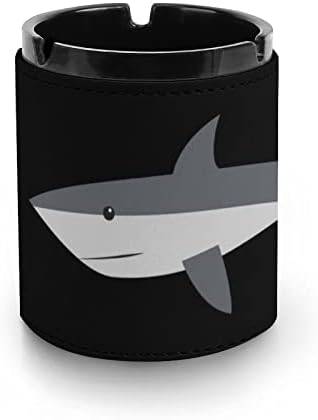 Cartoon tubarão premium de couro cinzeiro redondo cigarros bandeja de cinzas fumantes para carro ou uso ao ar livre
