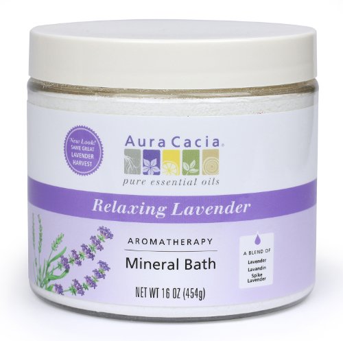 Aura Cacia Aromaterapia Mineral Bath, Lavanda relaxante, jarra de 16 onças