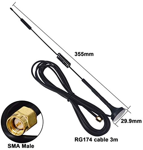 Yotenko 10 dBi 433MHz Antena Dipolo Half-Wave SMA Male Antena Cable-3m com base magnética Base para Radio Radio