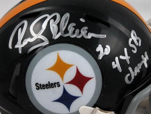 Rocky Bleier assinou Steelers 63-76 Mini capacete de velocidade com 4x SB Champs-Beckettwholo-Mini Capacetes Autografados