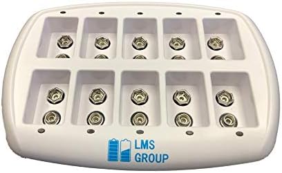 ANSMANN LMS 10-BAY 9V Smart Battery Carreger Station Universal Manutenção por 10pcs. NIMH 9 volts Baterias recarregáveis