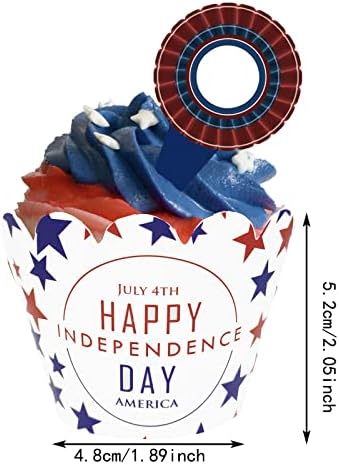 Decorações da festa da graduação da faculdade 2022 Cupcake do Dia da Independência Cartões ao redor American Independence