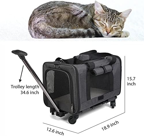 Portador de rolamento de gatos sobre rodas Airline aprovada, transportadora de animais de estimação com rodas base destacável