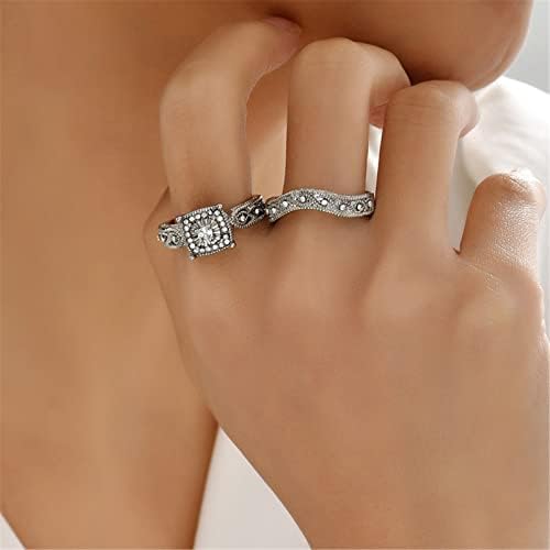 Luxo de luxo de luxo anel de duas camadas de jóias de luxo moda brilhante coroa de zircão de zircão jóias jóias noivado de casamento