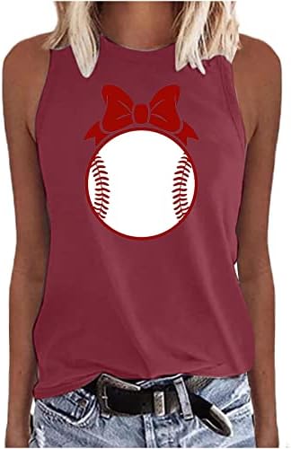 Tanque de beisebol tampas femininas letra engraçada Camisa gráfica de beisebol de verão sem mangas de gestão de beisebol de