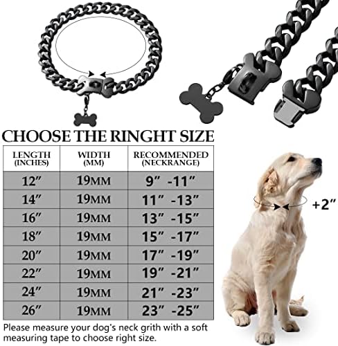 Sunfrere de 19mm de colar de corrente de cães 18k Black Rosegold formato ósseo com fivela segura Miami Chain Chain Chain Chew Chew