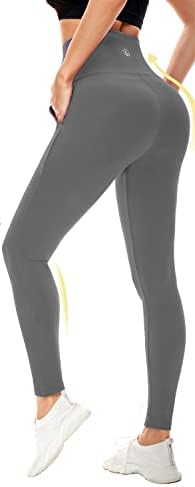 Perneiras com bolsos para mulheres - amanteigado macio não ver através de calças de ioga Treino de controle de barriga de cintura alta calças atléticas