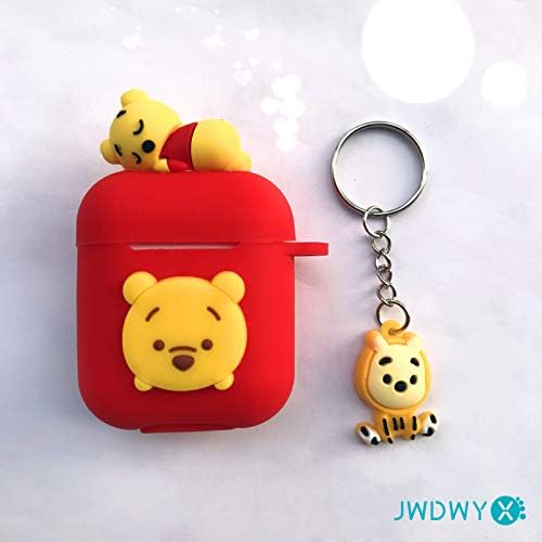 Winnie the Pooh Cartoon Case para Apple AirPod 2nd 1st, 9 em 1 Acessórios Defina a tampa de proteção, Caso de silicone/costura de chave