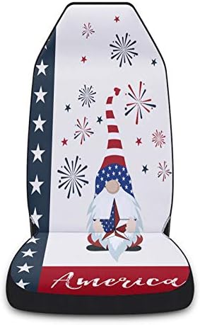Capas de assento de carro para assento de carro, Independence Day Gnome Universal Auto Asseads Aproxados para carros, caminhão, van, SUV, USA American Flag Women/Baby/Dogs Cadeir