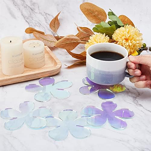 Fingerinspire 6 PCs Coaster de flor de flores acrílico Coaster de acrílico 3,9x0,1 polegadas coloridas coloridas copos