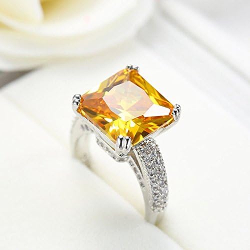 Play pailin super enorme enorme topázio amarelo geme mulher silver anel de casamento tamanho 6-10