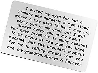 Presentes de neto da vovó Grandpa Inspirational Gift para neto gravado Carteira Inserir Cartão Presentes Motivacionais