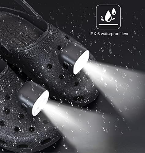 Faróis recarregáveis ​​de kahoht para croc, 2pcs IPX6 Sapatos de LED à prova d'água Luzes para sandálias de sandals, sapatos