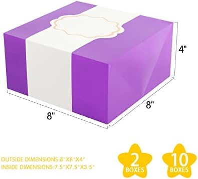 Jinguan 10 caixas de presente 8x8x4 polegadas, caixas de presente de papel com tampas para presentes, caixas de dama